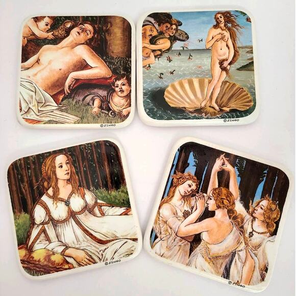 Zengo Coaster Set Womens Greek Myth Romantic Maximalist Vintage Designer Art - Picture 1 of 6